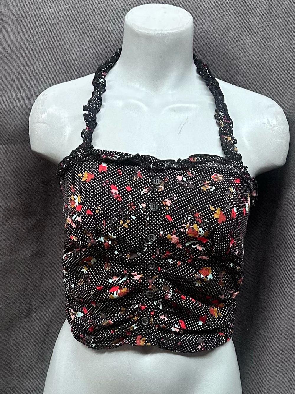 Dark Romantic French Floral Print camisole Halter top free people small